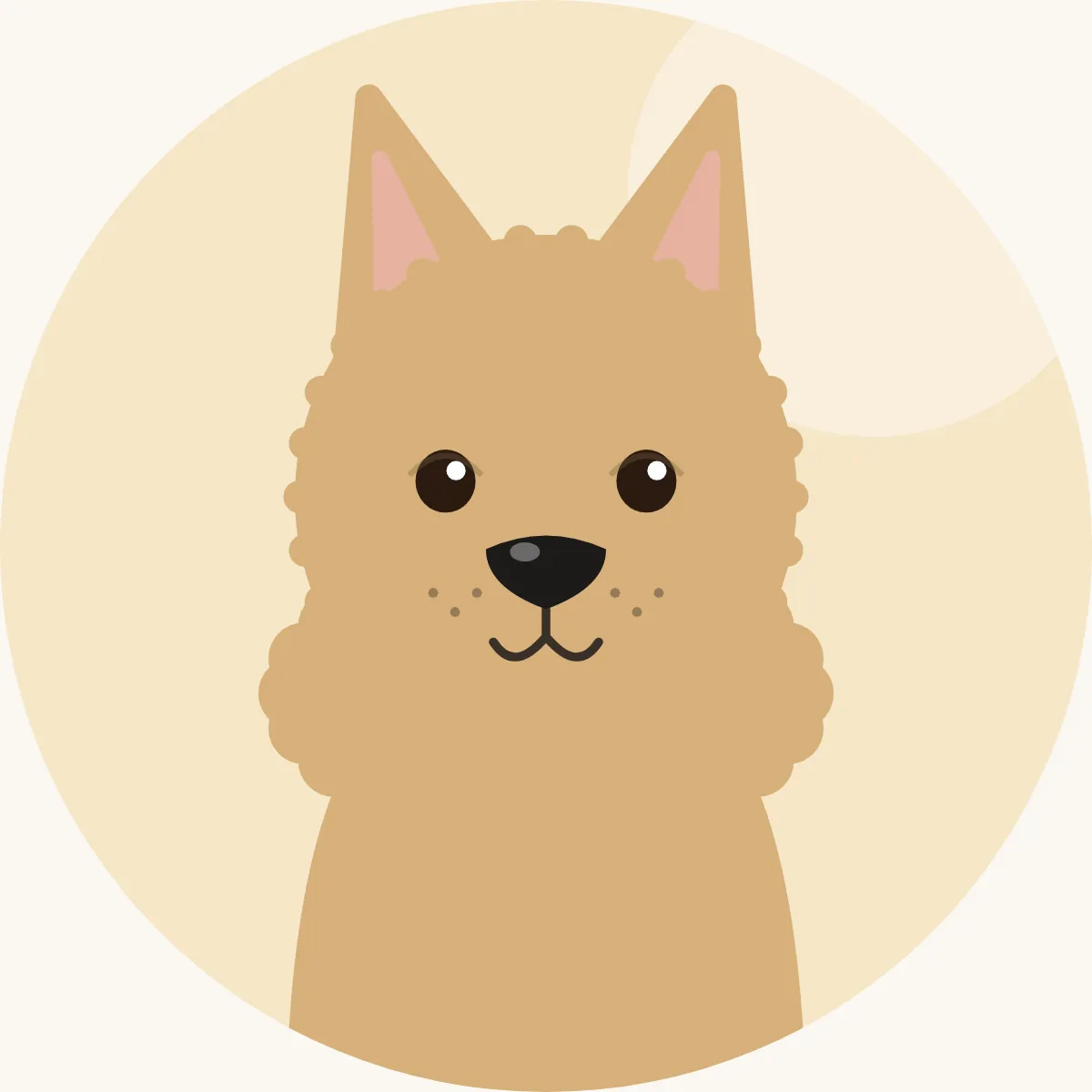 Norjanbuhund – piirroskuva rodun tyypillisestä ulkonäöstä (vehnänvärinen tai musta)